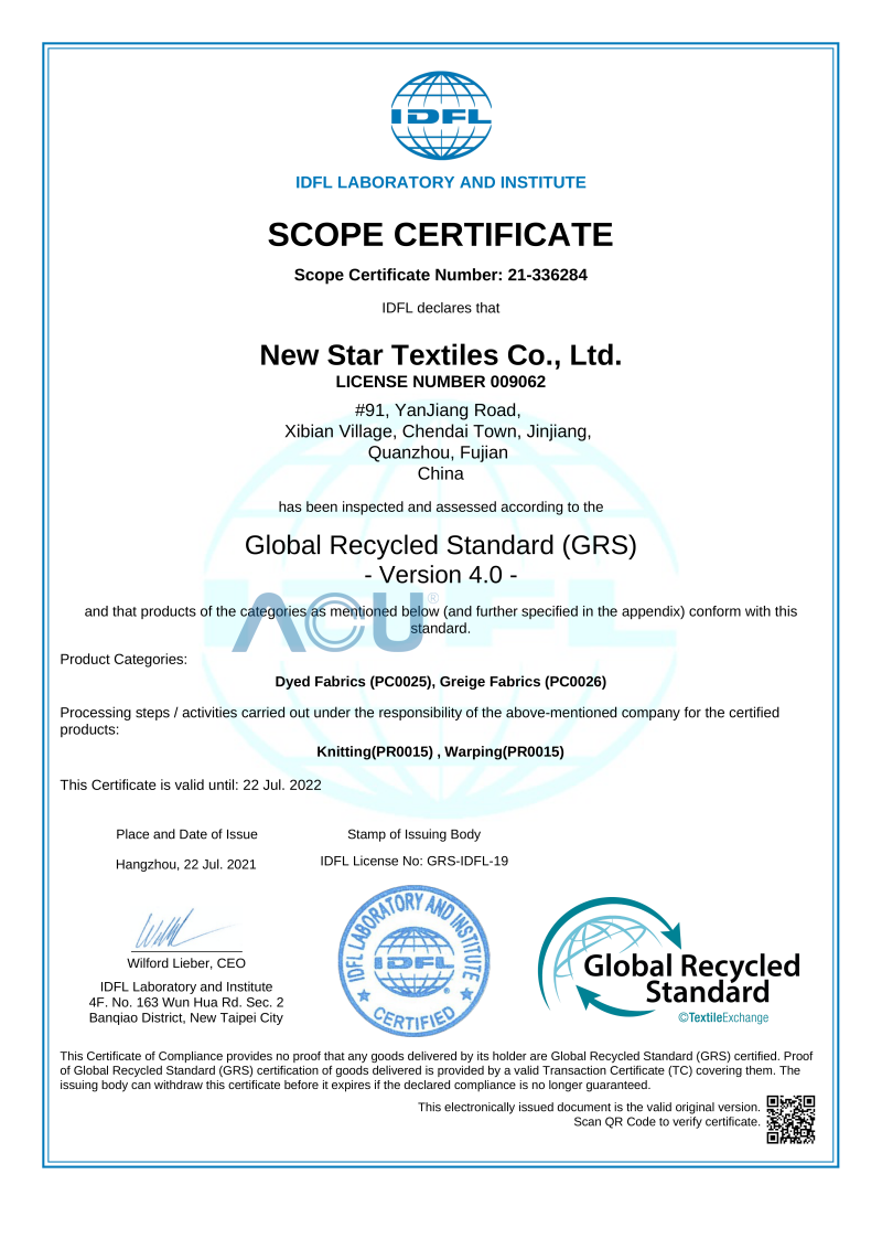 GRS CERTIFICATE